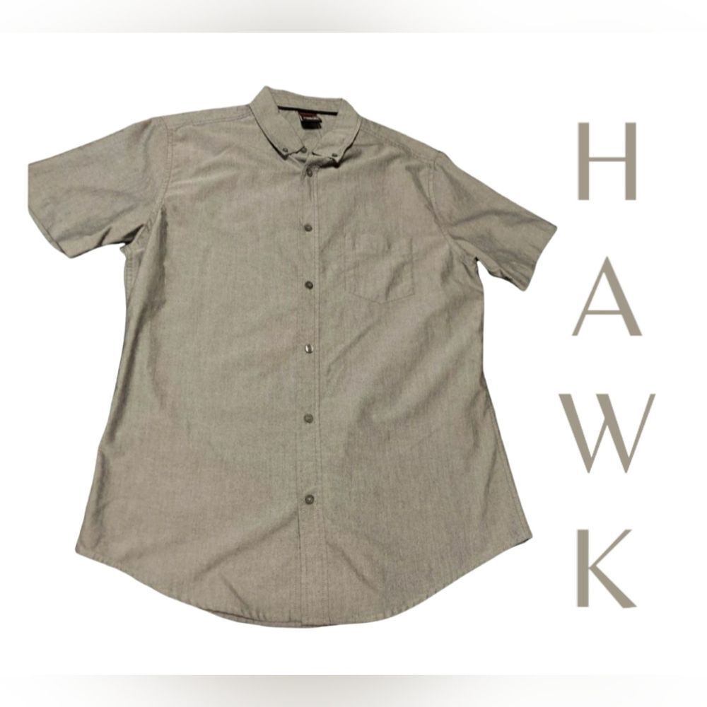 𝅺hawk shirt Gray button down Mens size large